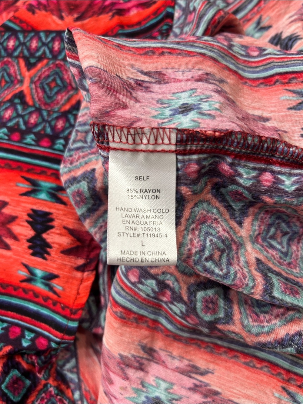 Savanna Jane Boho Chic Embroidered Puff Sleeve V-Neck Top Size Large - Picture 10 of 10
